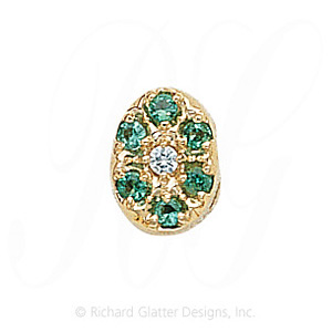GS032 D/E - 14 Karat Gold Slide with Diamond center and Emerald accents 